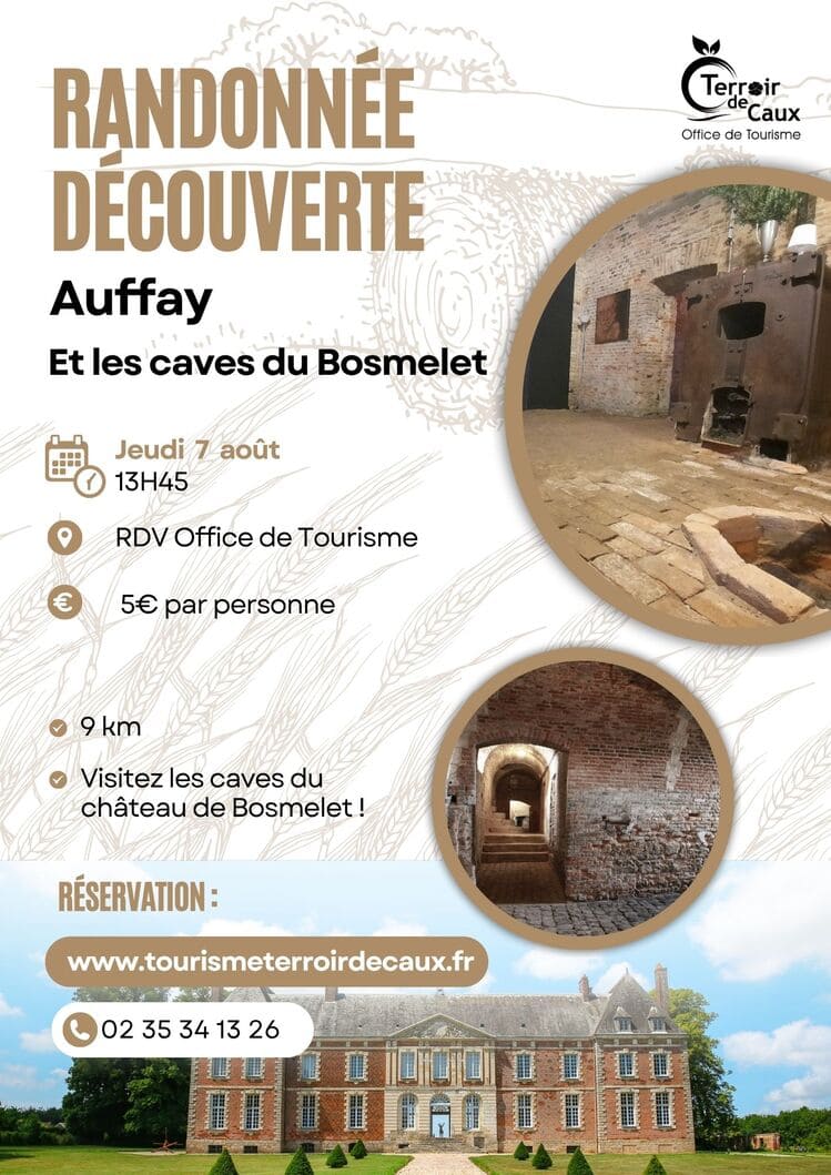Affiche randonnée découverte au château de Bosmelet à Auffay Val-de-Scie.