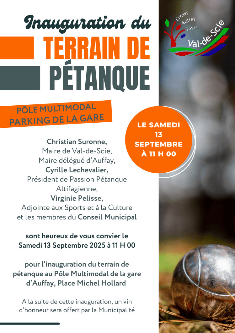 Inauguration du terrain de pétanque le samedi 13 septembre 2025 à Auffay.