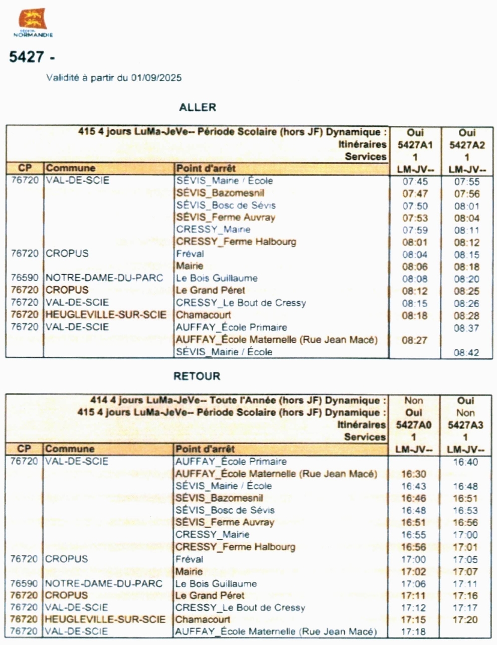 Val-de-Scie, transports scolaires 2025-26