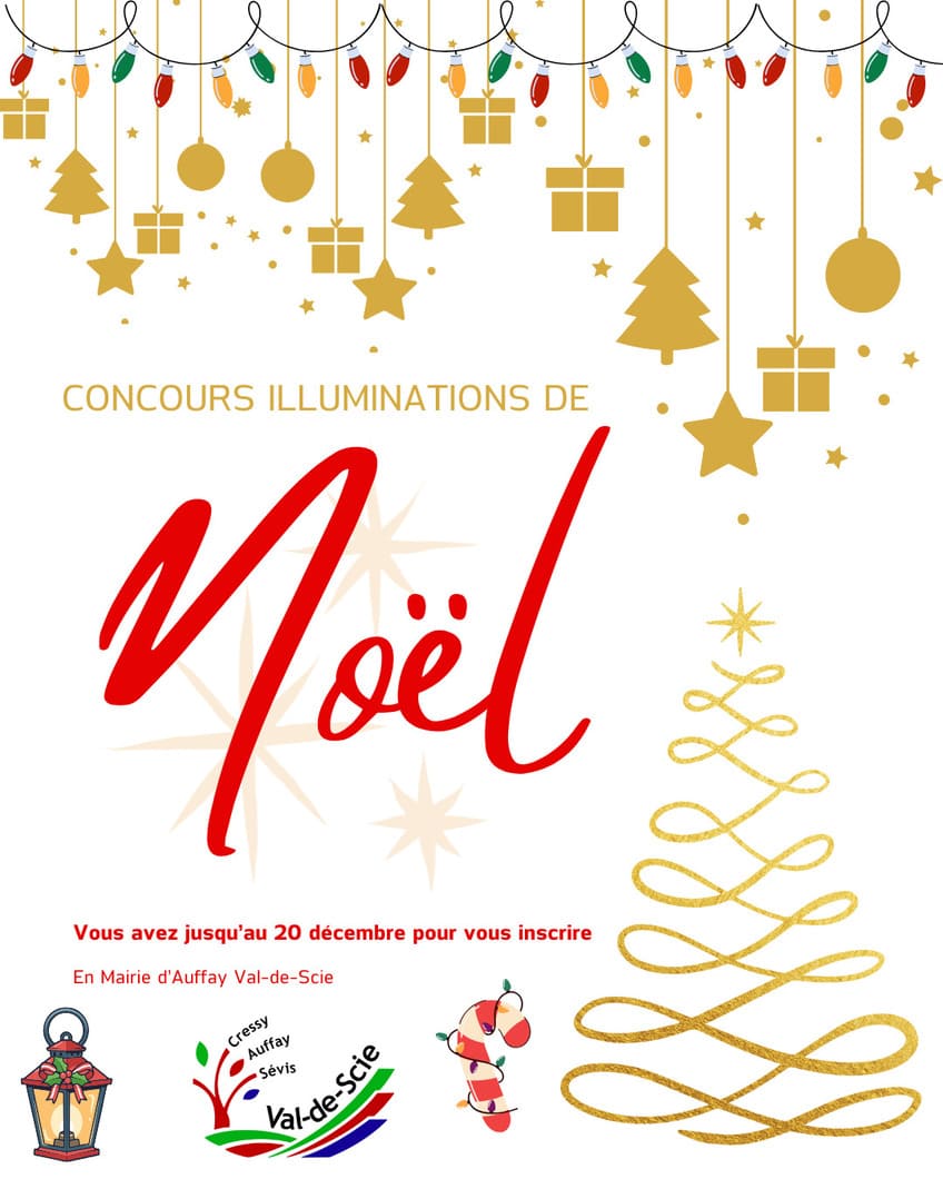Affiche concours des illuminations de Noël 2025 à Auffay Val-de-Scie