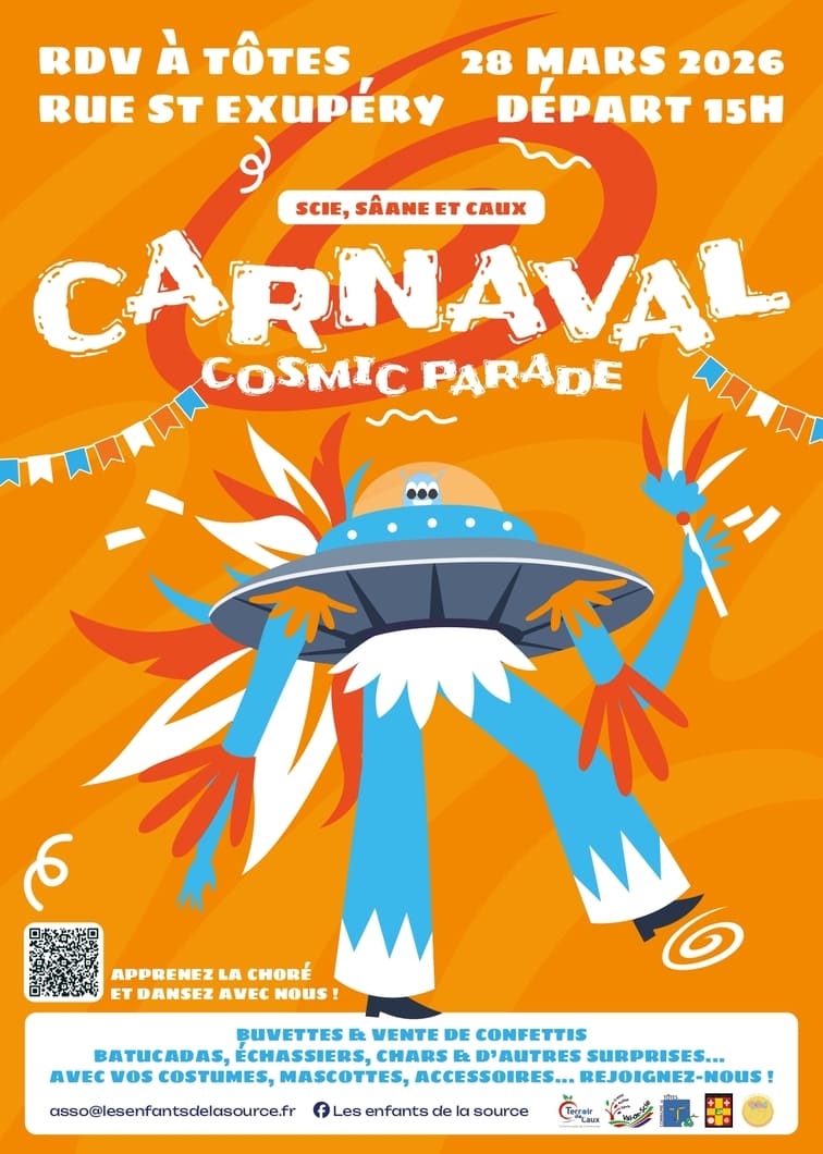 Carnaval Scie, Saâne et Caux. Départ de Tôtes le 28 mars 2026.