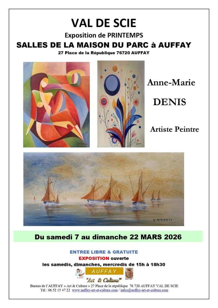 Exposition Anne-Marie Denis, artiste peintre à Auffay Val-de-Scie