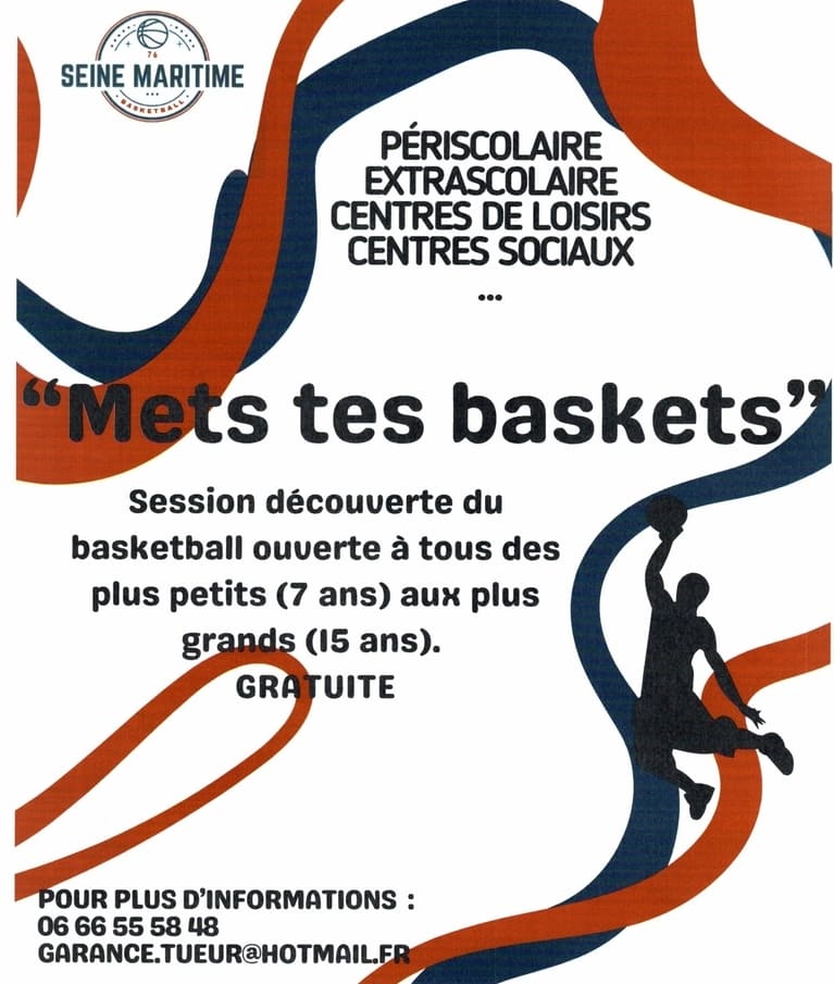 Découvrez le basketball gratuitement avec l’activité "Mets tes baskets" ! Ouverte à tous les enfants de 7 à 15 ans, cette session est organisée par la mairie.