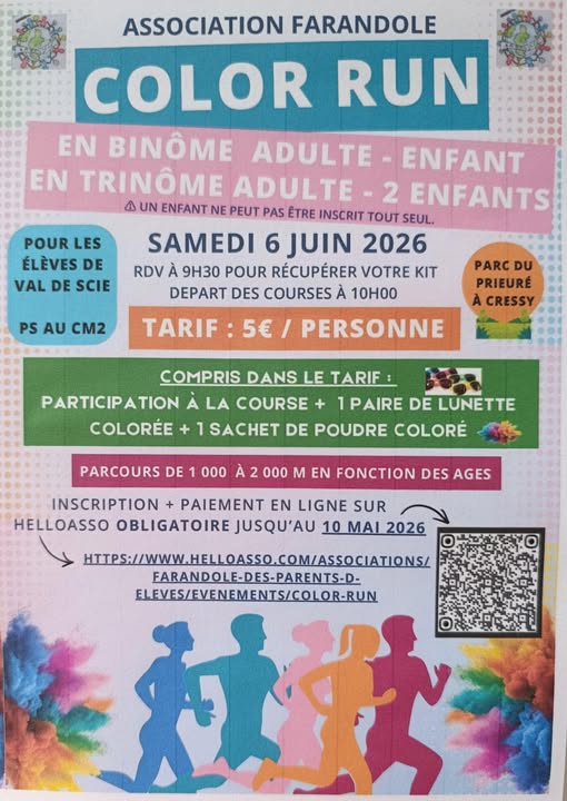 Color Run 2026 à Cressy – Course festive adulte & enfant (Association Farandole)