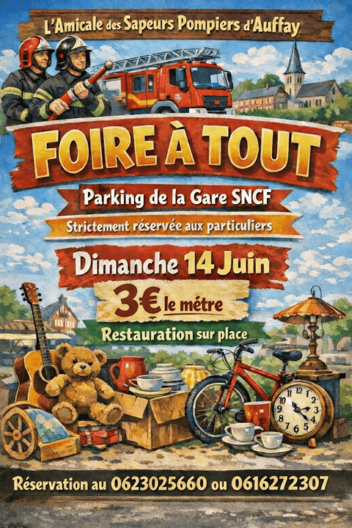 Réservation Foire à tout Auffay 2026 – Emplacement Brocante 3€/mètre