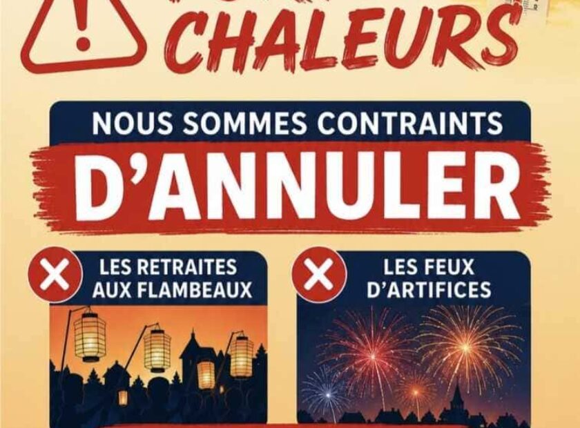 Fortes chaleurs : annulation des retraites aux flambeaux et feux d'artifice des 13 et 14 juillet à Val-de-Scie